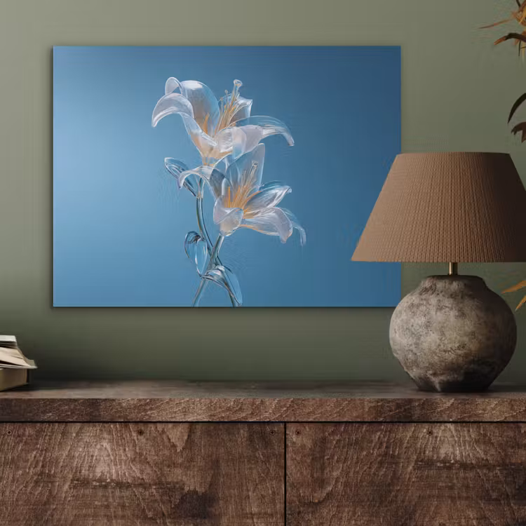 Lelies - Blauw - Glazen PET vilt klein -sfeer2