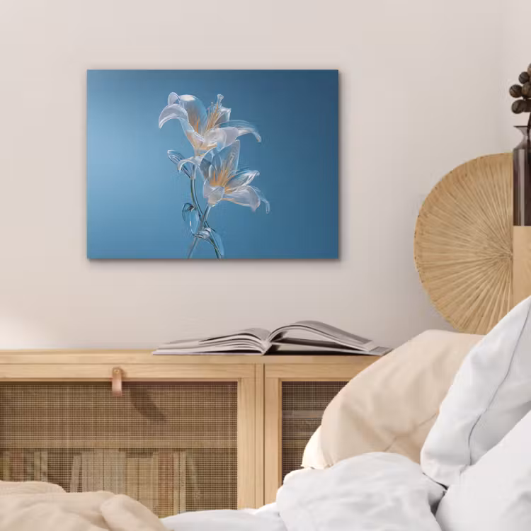 Lelies - Blauw - Glazen PET vilt klein -sfeer3