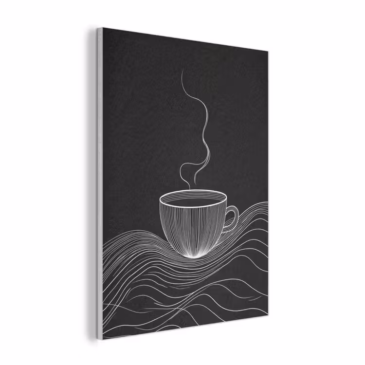 Lijntekening - Koffiekop - Zwart PET vilt klein -3d