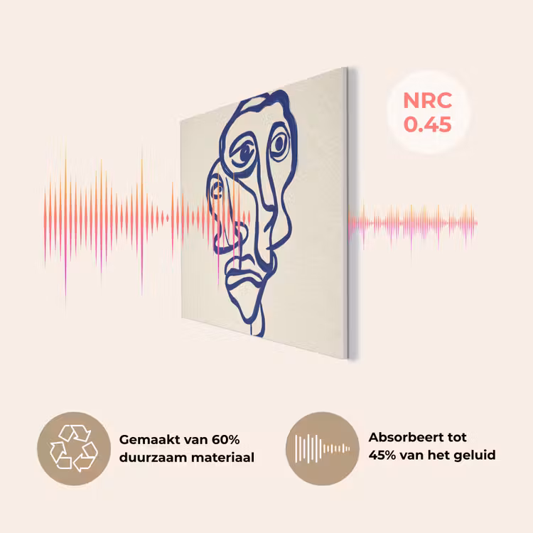 Lijntekening - Overlappende gezichten - Donkerblauw PET vilt klein -USP_NL