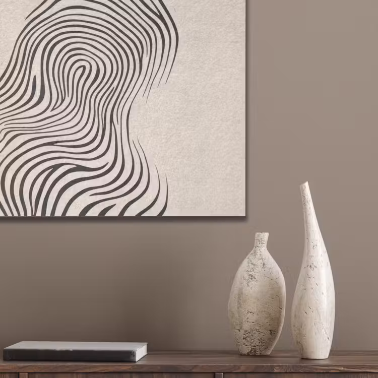 Lijnen - Abstract - Golvend - Zwart PET vilt klein -sfeer6_closeup