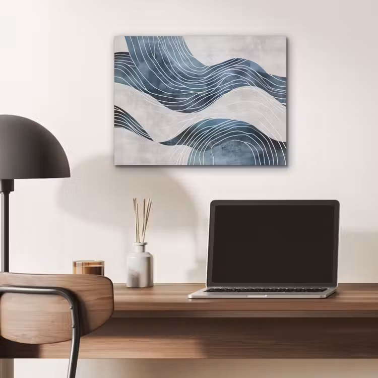 Lijnen - Golven - Abstract - Blauw PET vilt klein -sfeer5