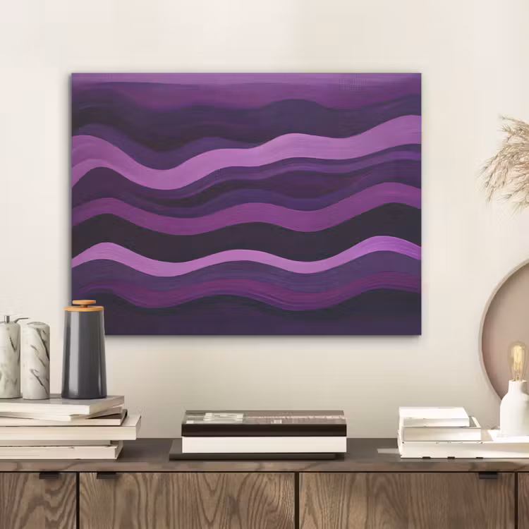 Lijnen - Golven - Paars - Abstract PET vilt klein -sfeer1