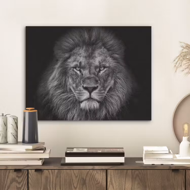 Leeuw - Dieren - Zwart - Wit PET vilt klein -sfeer1