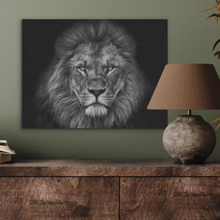 Leeuw - Dieren - Zwart - Wit PET vilt klein -sfeer2