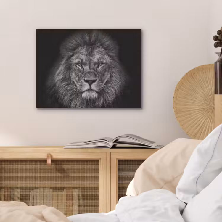 Leeuw - Dieren - Zwart - Wit PET vilt klein -sfeer3