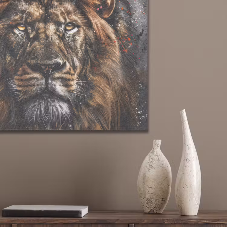 Leeuw - Dieren - Portret - Zwart - Luxe PET vilt klein -sfeer6_closeup