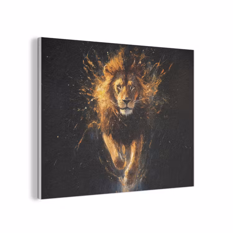 Leeuw - Zwart - Oranje - Verf PET vilt klein -3d