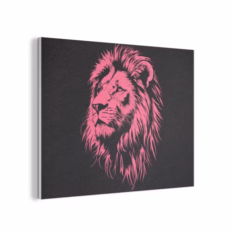 Leeuw - Zwart - Roze - Neon PET vilt klein -3d