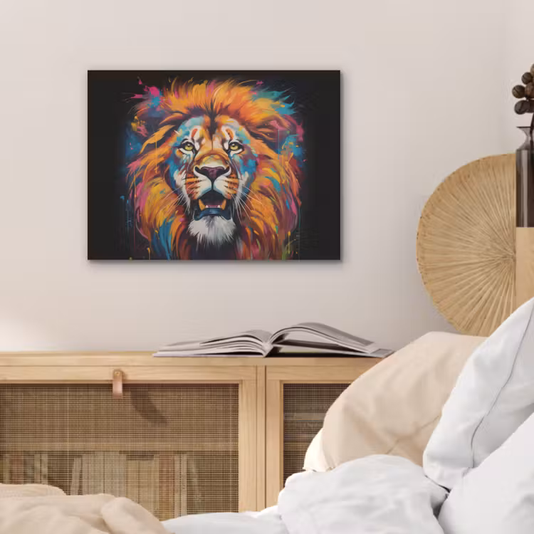 Leeuw - Graffiti - Dieren - Zwart PET vilt klein -sfeer3
