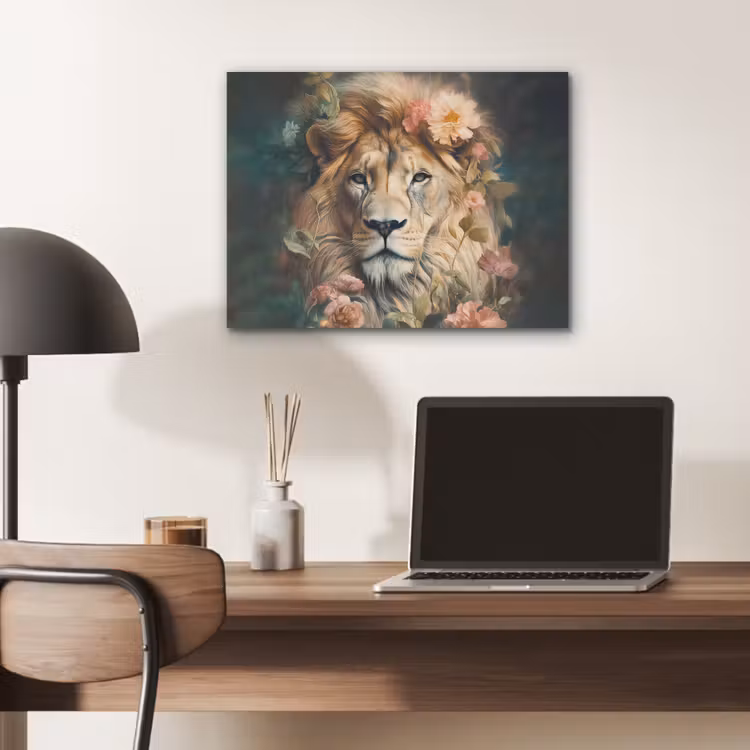 Leeuw - Leeuwenkop - Wilde dieren - Bloemen PET vilt klein -sfeer5
