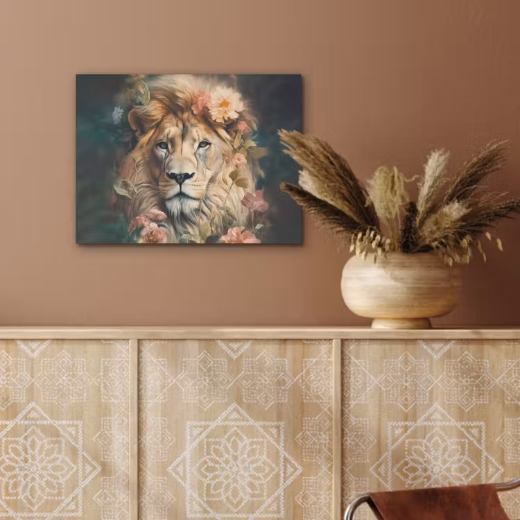 Leeuw - Leeuwenkop - Wilde dieren - Bloemen PET vilt klein -sfeer4