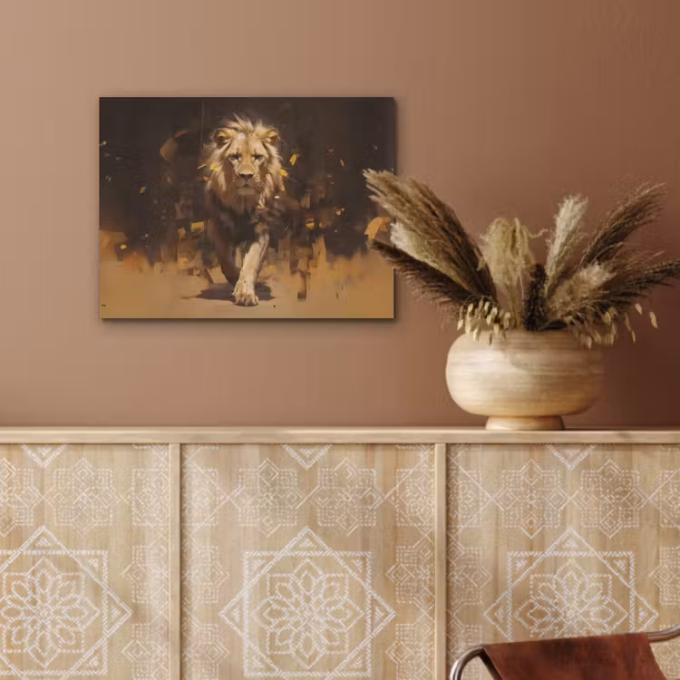 Leeuw - Geschilderd - Abstract - Goud PET vilt klein -sfeer4