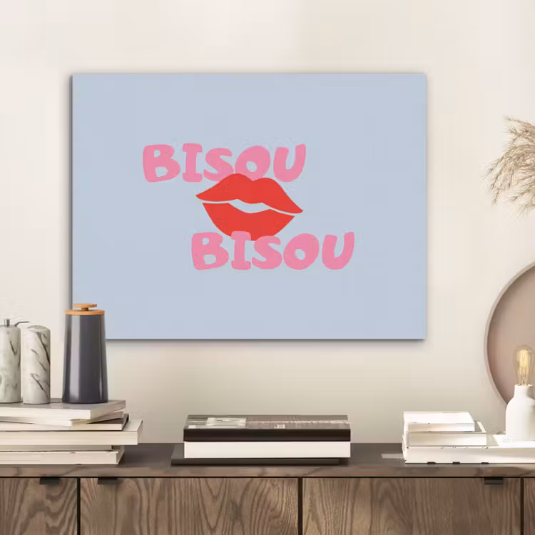 Lippen - Bisou - Blauw PET vilt klein -sfeer1