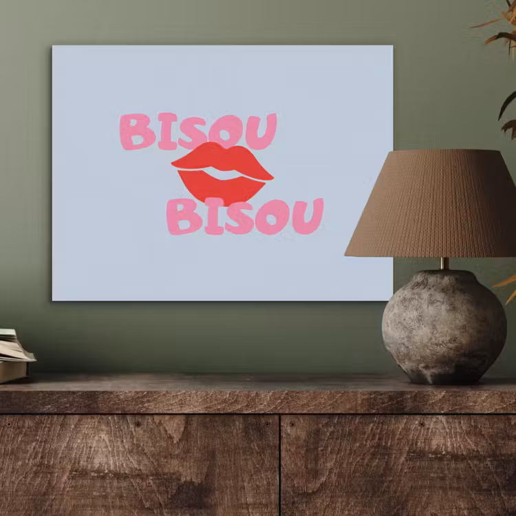 Lippen - Bisou - Blauw PET vilt klein -sfeer2