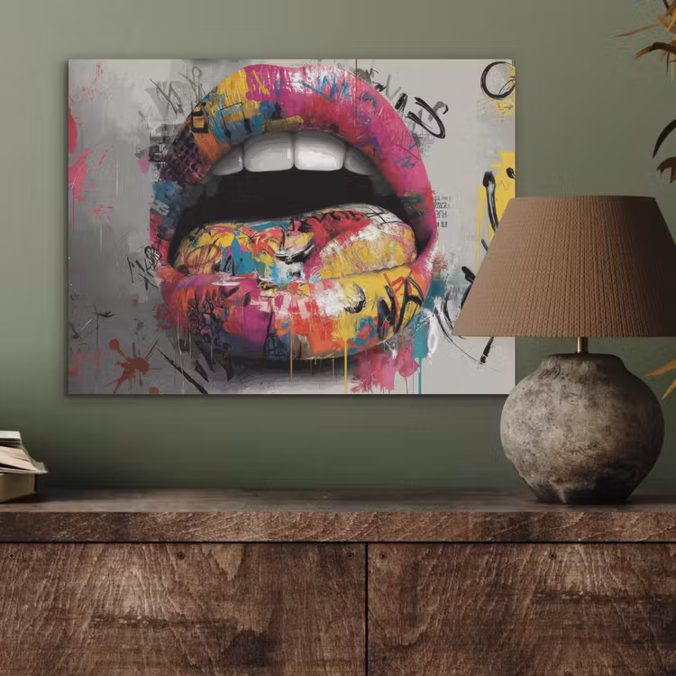 Lippen - Graffiti - Expressief PET vilt klein -sfeer2