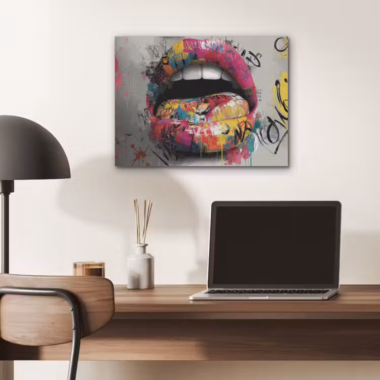 Lippen - Graffiti - Expressief PET vilt klein -sfeer5