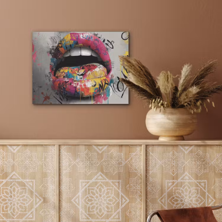 Lippen - Graffiti - Expressief PET vilt klein -sfeer4