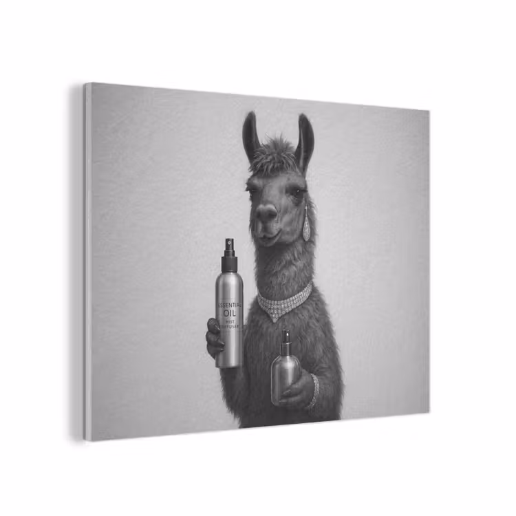 Lama - Flessen - Zwart - Wit PET vilt klein -3d