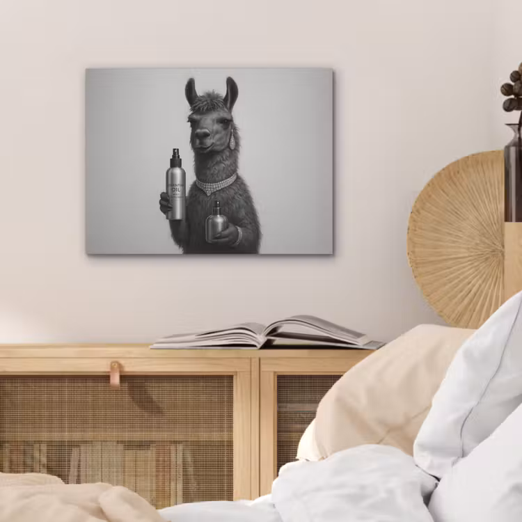 Lama - Flessen - Zwart - Wit PET vilt klein -sfeer3