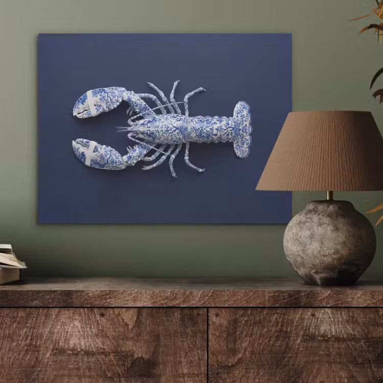 Kreeft - Porselein - Delfts - Blauw PET vilt klein -sfeer2