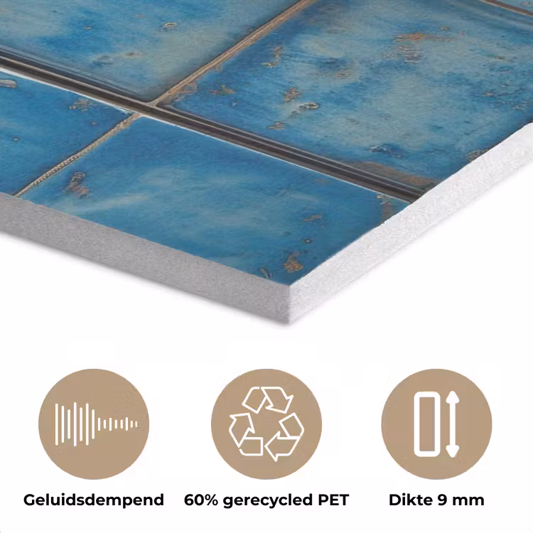 Kreeft - Geel - Blauw - Tegels PET vilt klein -closeup_NL