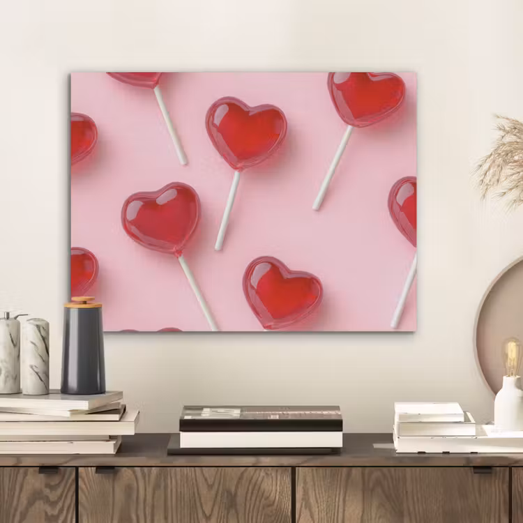 Lollies - Hartjes - Roze PET vilt klein -sfeer1