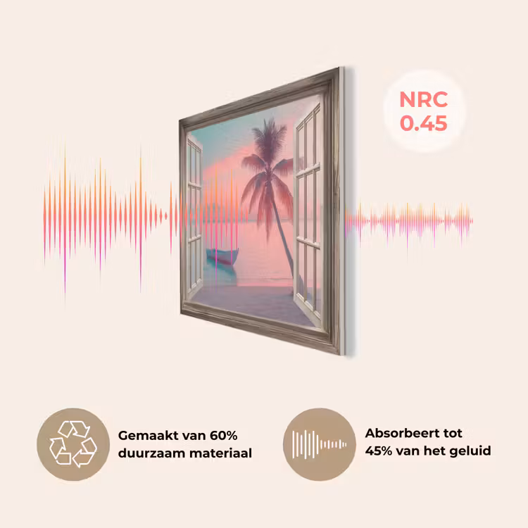 Doorkijk - Strand - Palmboom - Tropisch PET vilt klein -USP_NL