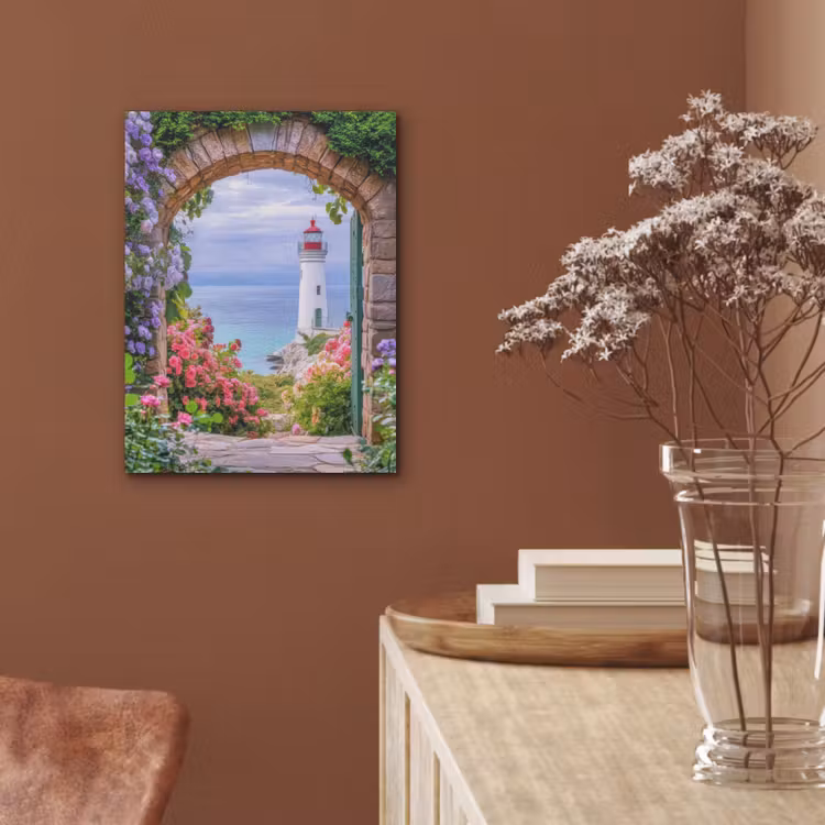 Doorkijk - Vuurtoren - Bloemen - Uitzicht PET vilt klein -sfeer4