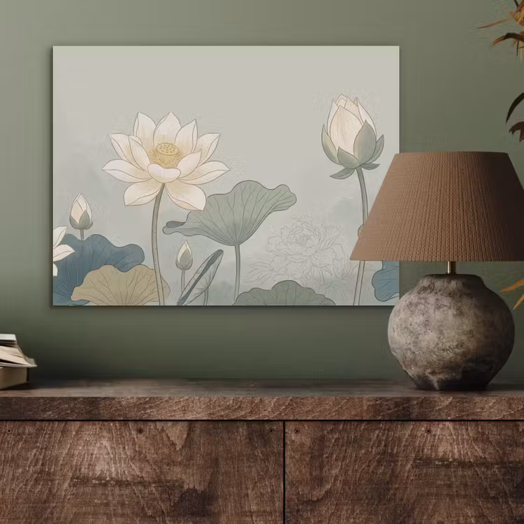 Lotus - Bloemen - Groen PET vilt klein -sfeer2