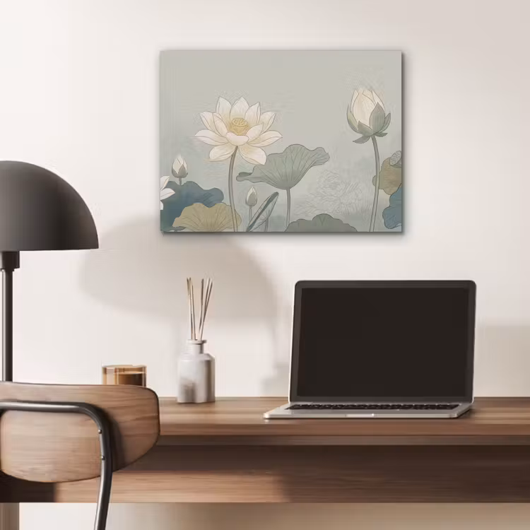 Lotus - Bloemen - Groen PET vilt klein -sfeer5