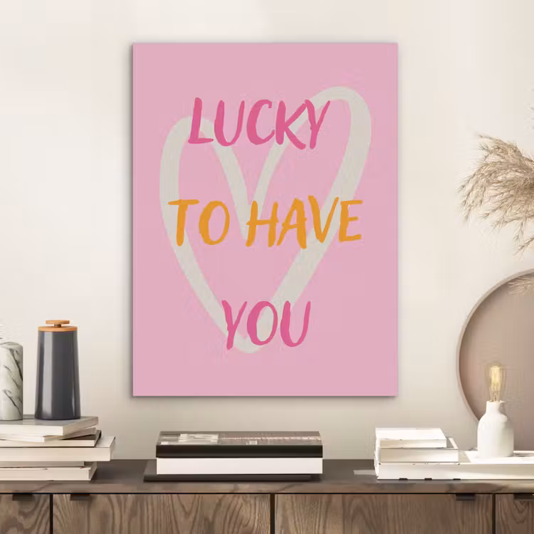 Lucky - Love - Valentijn - Roze PET vilt klein -sfeer1