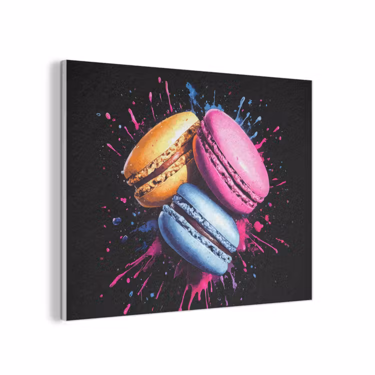 Macarons - Dessert - Graffiti - Kleurrijk - Roze - Blauw - Geel PET vilt klein -3d