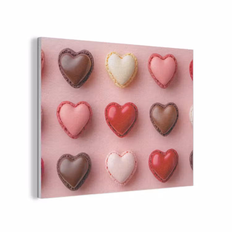 Macarons - Hartjes - Kleurrijk - Roze PET vilt klein -3d