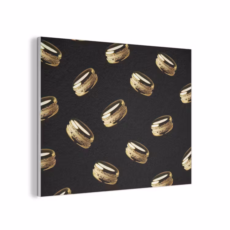 Macarons - Patroon - Goud - Zwart PET vilt klein -3d