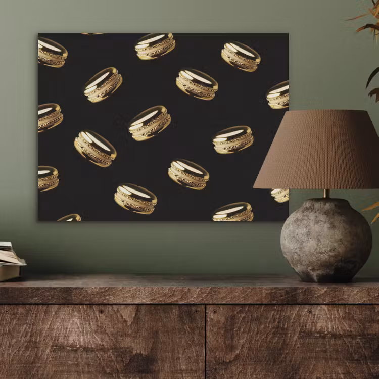 Macarons - Patroon - Goud - Zwart PET vilt klein -sfeer2