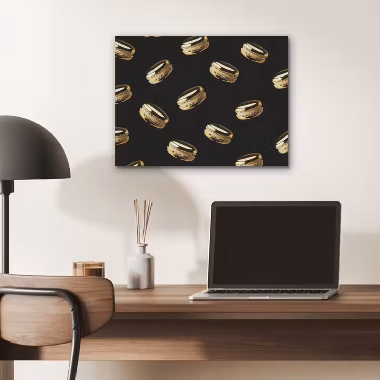 Macarons - Patroon - Goud - Zwart PET vilt klein -sfeer5