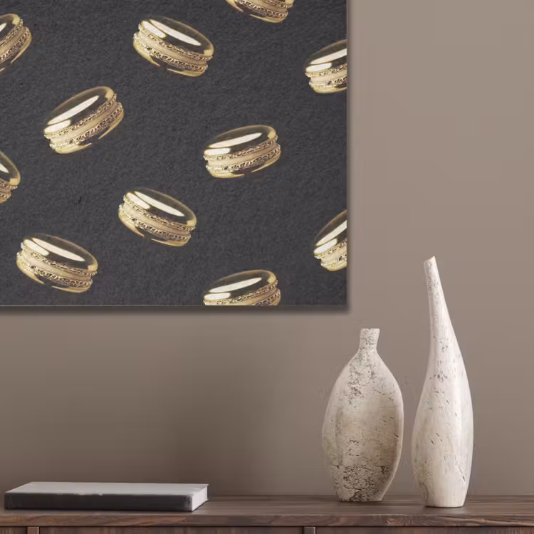 Macarons - Patroon - Goud - Zwart PET vilt klein -sfeer6_closeup