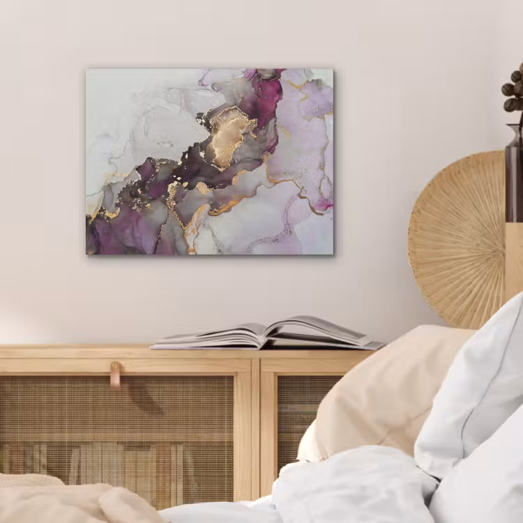 Marmer - Abstract - Goud - Paars PET vilt klein -sfeer3