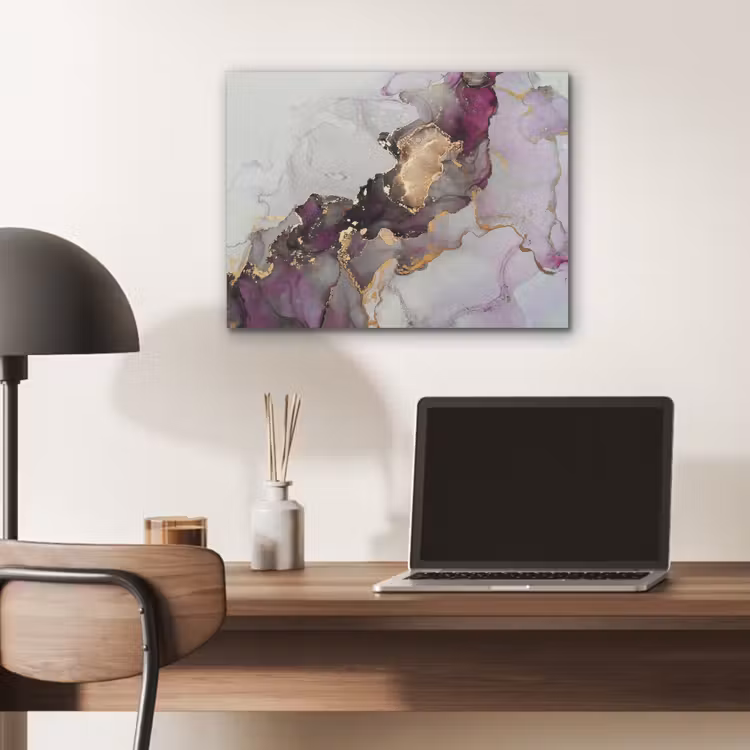 Marmer - Abstract - Goud - Paars PET vilt klein -sfeer5