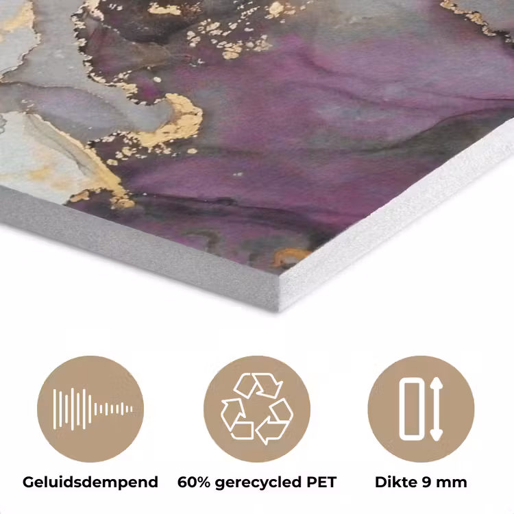 Marmer - Abstract - Goud - Paars PET vilt klein -closeup_NL