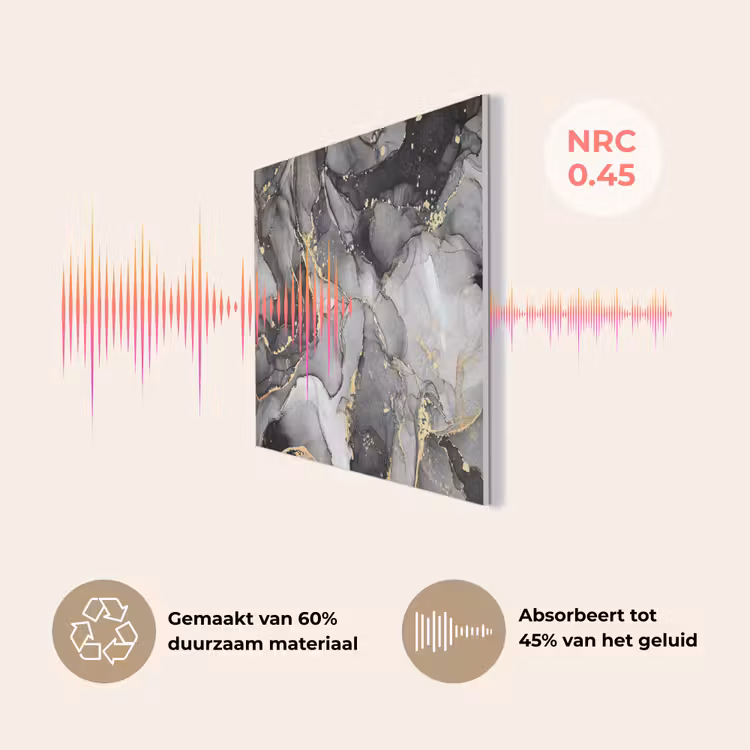 Marmer - Zwart - Goud - Grijs PET vilt klein -USP_NL