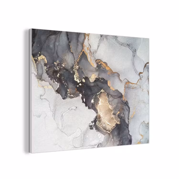 Marmer - Goud - Abstract - Zwart Wit - Luxe PET vilt klein -3d