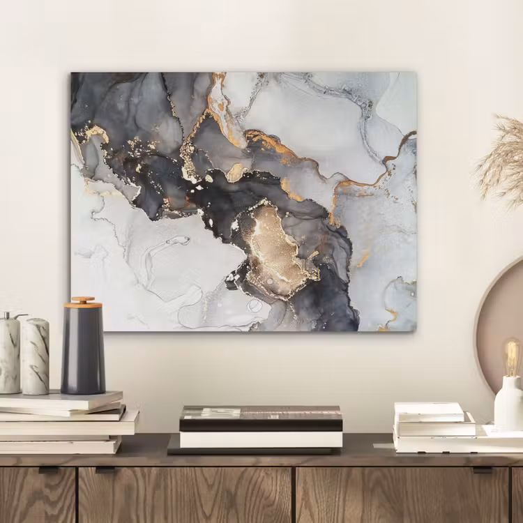 Marmer - Goud - Abstract - Zwart Wit - Luxe PET vilt klein -sfeer1