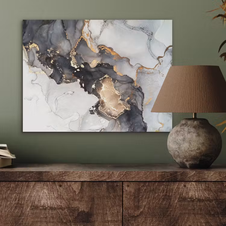 Marmer - Goud - Abstract - Zwart Wit - Luxe PET vilt klein -sfeer2