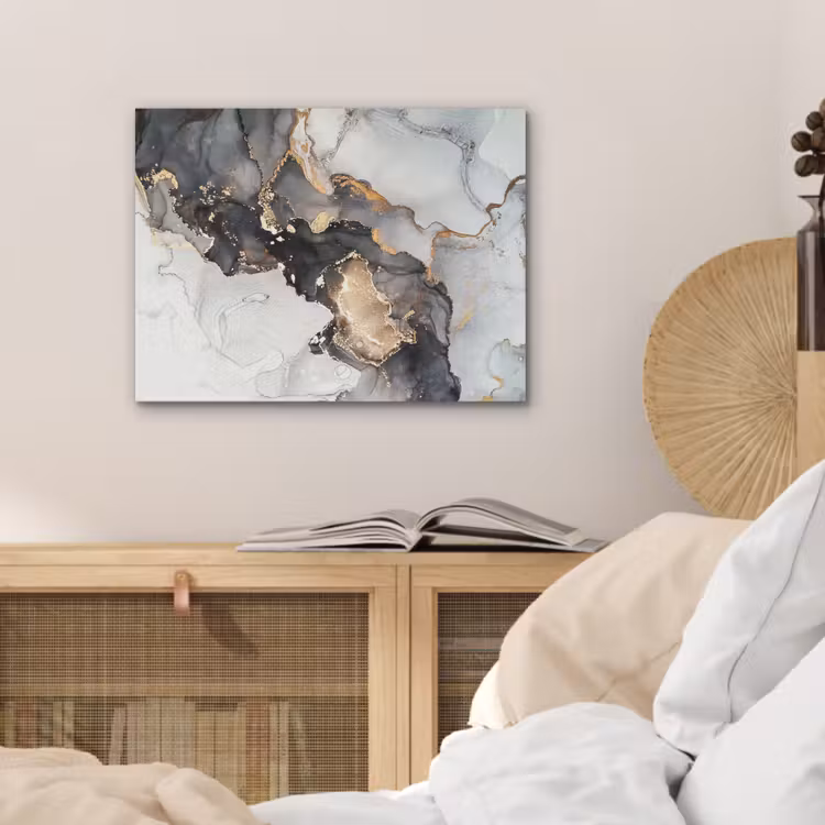 Marmer - Goud - Abstract - Zwart Wit - Luxe PET vilt klein -sfeer3