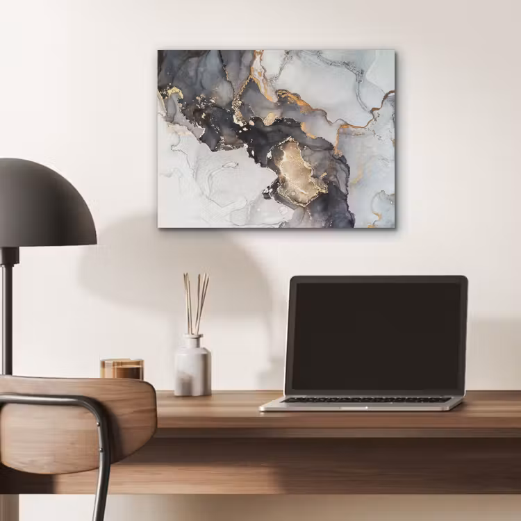 Marmer - Goud - Abstract - Zwart Wit - Luxe PET vilt klein -sfeer5