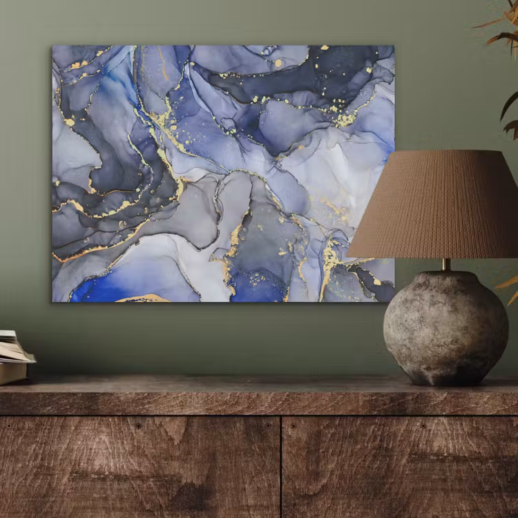 Marmer - Goud - Abstract - Blauw PET vilt klein -sfeer2