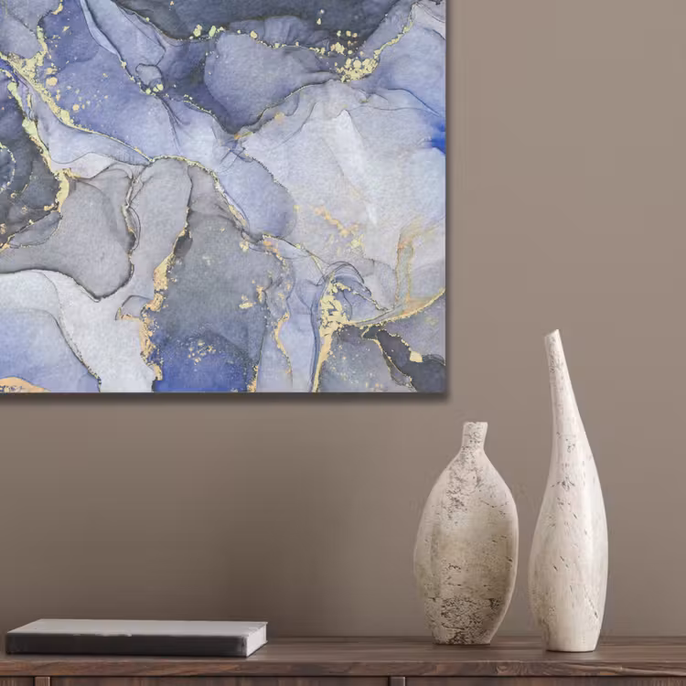 Marmer - Goud - Abstract - Blauw PET vilt klein -sfeer6_closeup