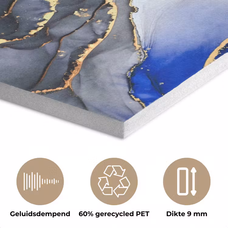 Marmer - Goud - Abstract - Blauw PET vilt klein -closeup_NL